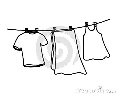 Laundry wash and cleaning icons in black and white Vector Illustration