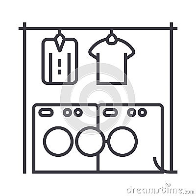 Laundry,washhouse vector line icon, sign, illustration on background, editable strokes Vector Illustration