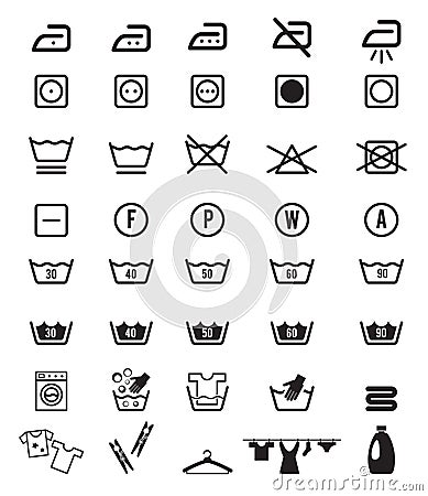 Laundry Washing Instruction Icon Symbols Vector Illustration