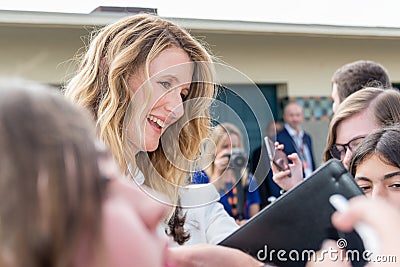 Laura Dern signing autographs on the Promenade des Planches during the 43rd Deauville American Film festival, on August 2, 2017 Editorial Stock Photo