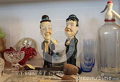 Laurel and Hardy ceramic figures Editorial Stock Photo