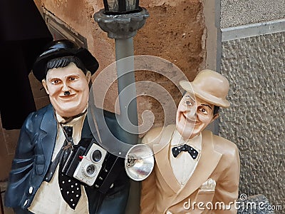 Laurel and Hardy statue Editorial Stock Photo