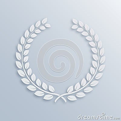 Laurel Wreath. Award for winners. Symbol of victory and achievements. Vector illustration. White 3D design element Vector Illustration