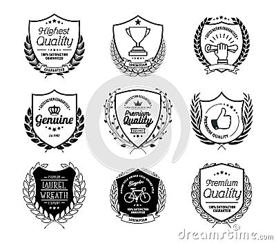 Laurel Wreath Badges Vector. Template for Awards, Quality Mark, Diplomas and Certificates Vector Illustration