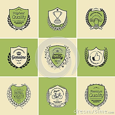 Laurel Wreath Badges Vector. Template for Awards, Quality Mark, Diplomas and Certificates. Vector Illustration