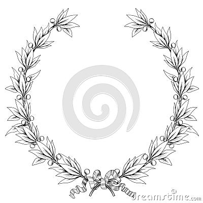 Laurel wreath (black and white colors) Vector Illustration