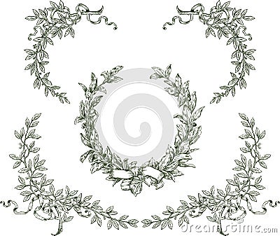 Laurel wreath and branches Vector Illustration