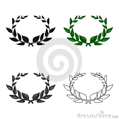 Laurel wreath icon in cartoon style isolated on white background. Greece symbol stock vector illustration. Vector Illustration