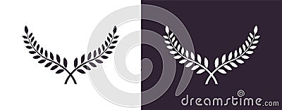 Laurel Wreath Leaf Feather Victory Celebration Symbol Isolated Icon Illustration Vector Illustration