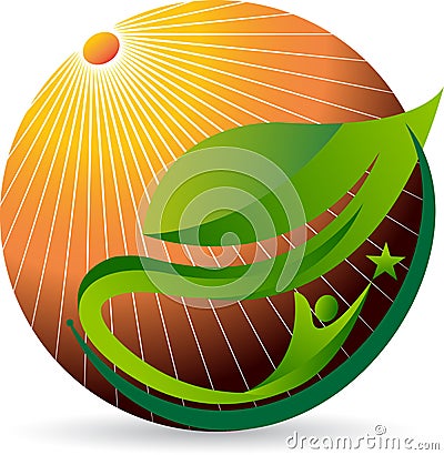 Sun human leaf logo Vector Illustration