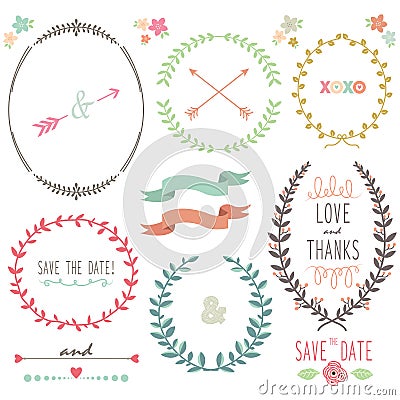 Laurel Wreath Wedding Vector Illustration