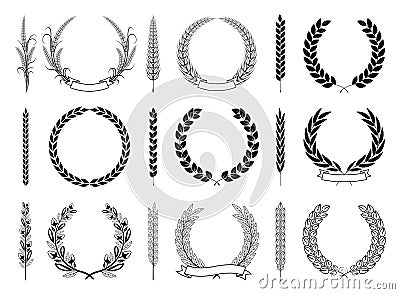 Laurel Wreaths and Branches Vector Collection Vector Illustration