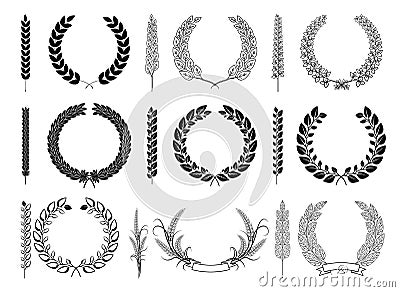 Laurel Wreaths and Branches Vector Collection Vector Illustration