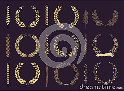 Laurel Wreaths and Branches Vector Collection Vector Illustration