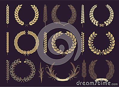 Laurel Wreaths and Branches Vector Collection Vector Illustration