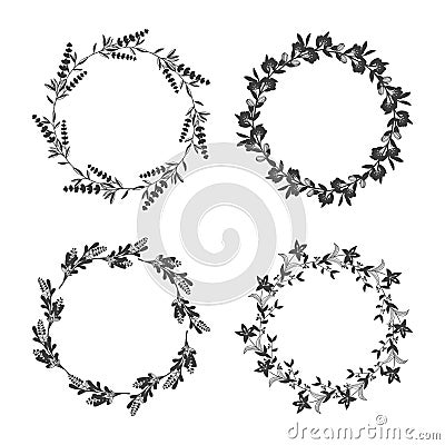 Laurels and wreaths. Design elements for invitations, wedding cards. Vector Illustration