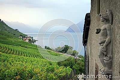 Sculpture and vineyard Editorial Stock Photo