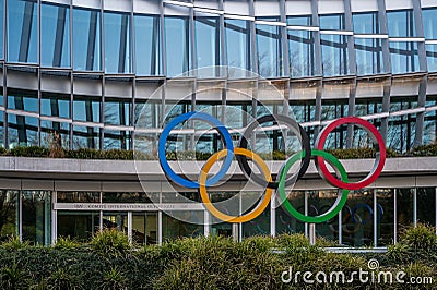 Lausanne, Vaud Canton, Switzerland - March 2021: New Headquarters International Olympic Committee Editorial Stock Photo