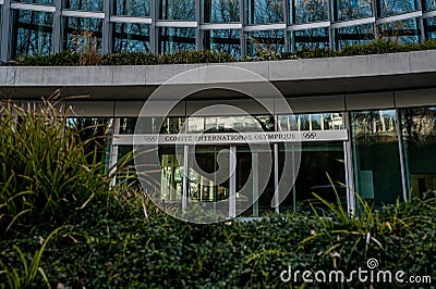 Lausanne, Vaud Canton, Switzerland - 03.21.2021: New Headquarters International Olympic Committee Editorial Stock Photo