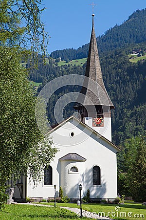 Lauterbrunnen church Stock Photo