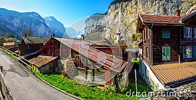Lauterbrunnen village, swiss Alps mountains, Switzerland Stock Photo