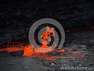 Lava inside Erta Ale volcano, Ethiopia Stock Photo