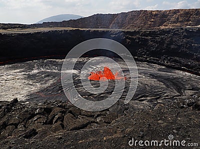 Lava inside Erta Ale volcano, Ethiopia Stock Photo