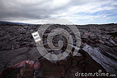 Lava on the road Stock Photo