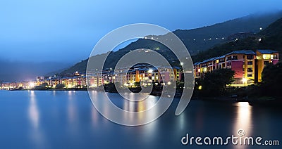 Lavasa City at Night, Pune, Maharashtra, India Stock Photo