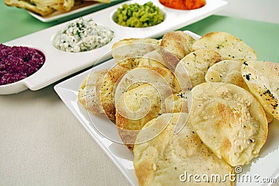 Lavash Bread And Dips Stock Photo