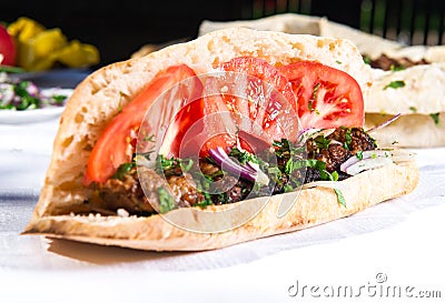 Lavash with grilled meat Stock Photo