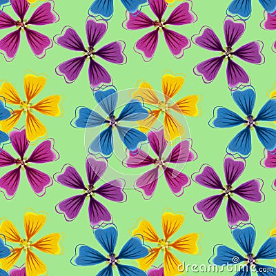 Lavatera, mallow, malva. Seamless pattern texture of flowers. Fl Stock Photo