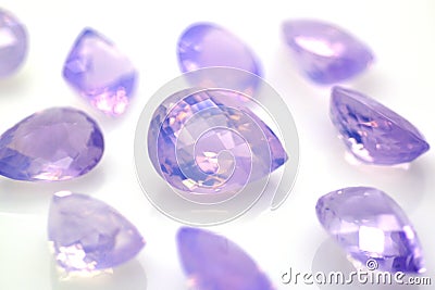 Lavender amethyst gems polished. Precious stones and jewelry Stock Photo