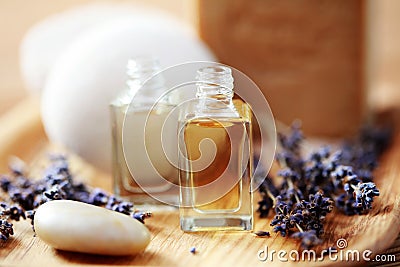 Lavender aromatherapy oil Stock Photo