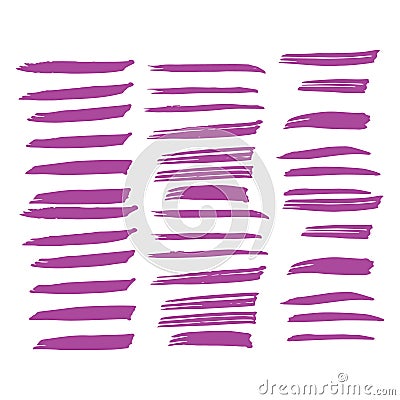 Lavender Brushes Collection. Purple Ink Abstract. Violet Stroke Square. Brushstroke Collection. Watercolor Freehand. Paint Stock Photo