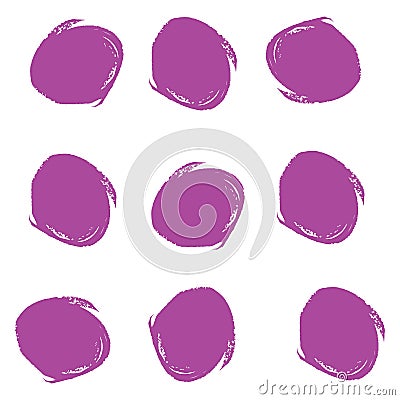 Lavender Brushes Scratch. Purple Ink Splatter. Violet Stroke Frame. Brushstroke Collection. Watercolor Isolated. Paint Handwritten Stock Photo