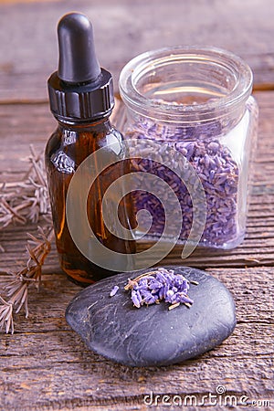 Lavender essential oil Stock Photo