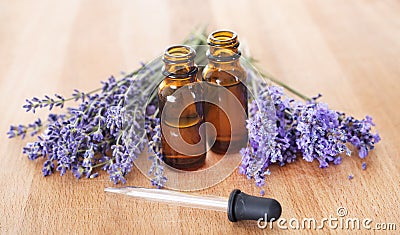 Lavender and essential oils Stock Photo