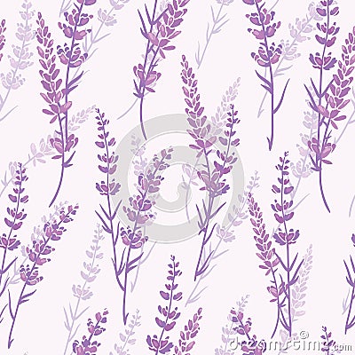 Lavender floral purple vector seamless pattern. Vector Illustration