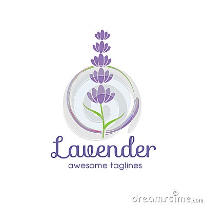 Lavender flower logo for beauty and cosmetic company Vector Illustration