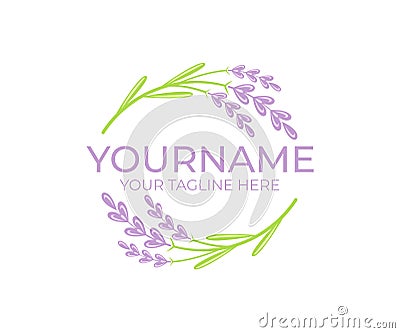 Lavender flower and plant, logo template. Beauty and natural cosmetic oil, circular vectorial design Vector Illustration