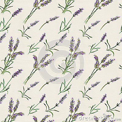 Lavender flowers. Vintage repeating background. Watercolor Stock Photo