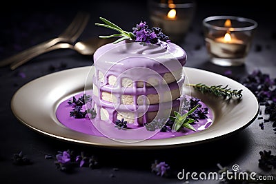 Lavender Infused Delight tasty dessert background Stock Photo