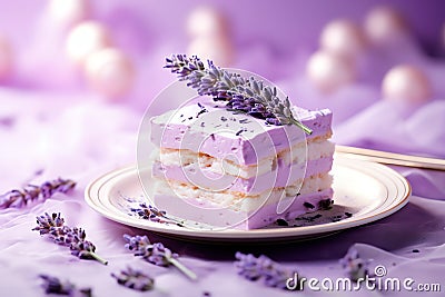 Lavender Infused Delight tasty dessert background Stock Photo