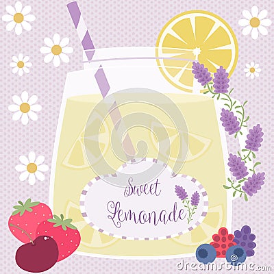 Lavender lemonade Cartoon Illustration