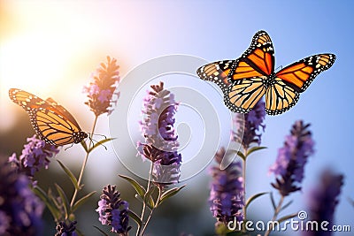 Lavender beauty purple field macro nature summer garden flower butterfly plant violet Stock Photo