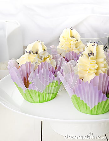 Lavender Petal Low Fat Orange Muffins. Stock Photo