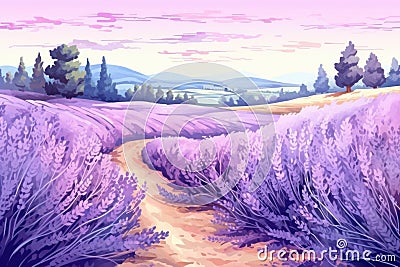 Lavender purple field violet landscape nature summer plant beauty flower Stock Photo