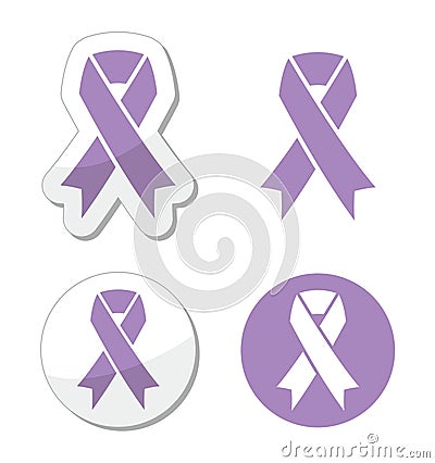 Lavender ribbon - general cancer awareness Stock Photo