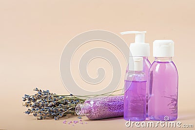 lavender, shampoo, soap and shampoo lavender Stock Photo